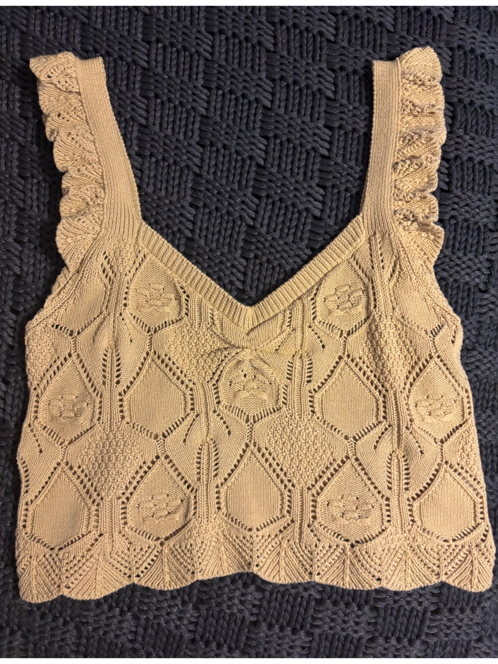Chelsea & Violet Tan Knit Cropped Camisole